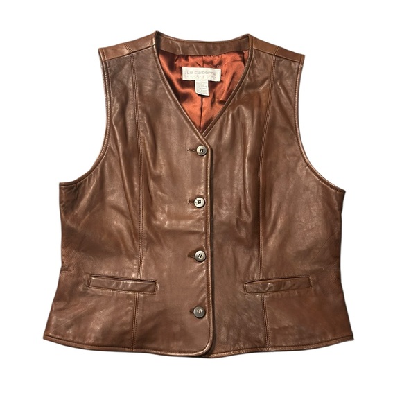 Liz Claiborne Classic Leather Tan Vest - Picture 2 of 5